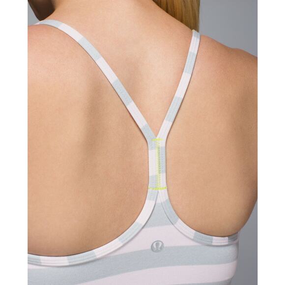 Lululemon Power Y Tank Luon Jet Stripe Heathered Silver Spoon sz 8 - Picture 4 of 7